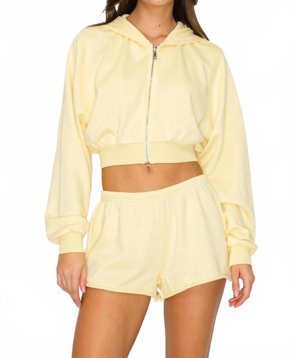 NEW KNIT RIOT cove crop zip hoodie in yellow